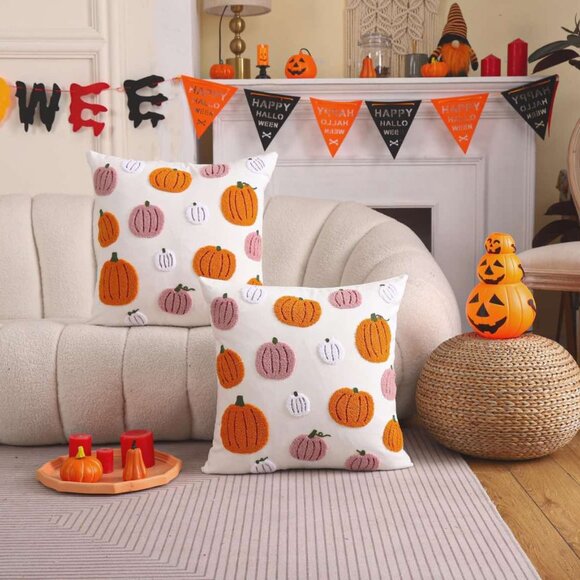 Halloween / Thanksgiving Pillow Case Set of 2 Embroidered Quality Design Tosleo - Picture 2 of 13